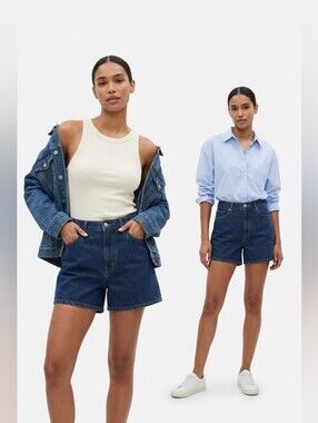 GAP Dark Blue Denim High-Waist Shorts